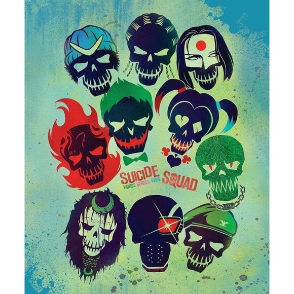 New Suicide Squad Skulls Movie Fleece Throw Gift Blanket Harley Quinn Joker NIP - Picture 1 of 2